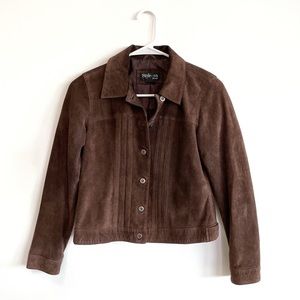 Size XS Petite Style & Co Brown Suede Western Button Up Jacket